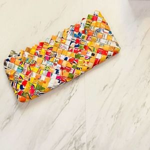 Recycled Candy Gum Wrapper Clutch Yellow